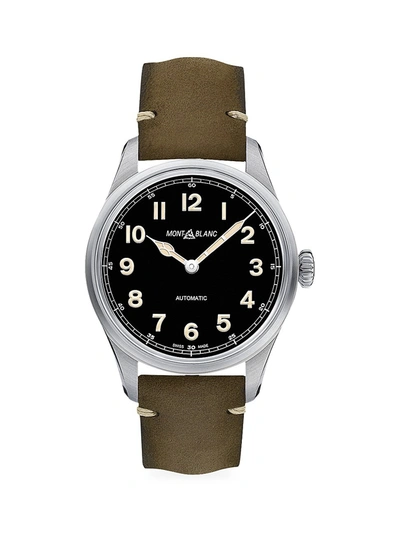 Montblanc Men's 1858 Stainless Steel & Leather Strap Automatic Watch In Green