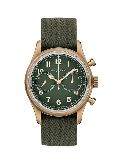 Montblanc Men's 1858 Limited Edition Stainless Steel & Leather Strap Automatic Chronograph Watch In Green
