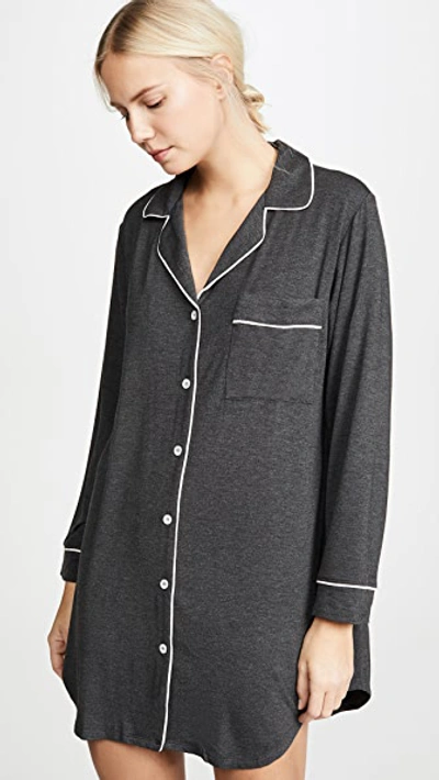 Eberjey Gisele Sleep Shirt In Charcoal Heather/sorbet Pink