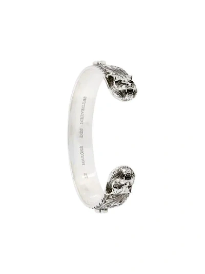 Gucci Tiger Head Bracelet In Silver