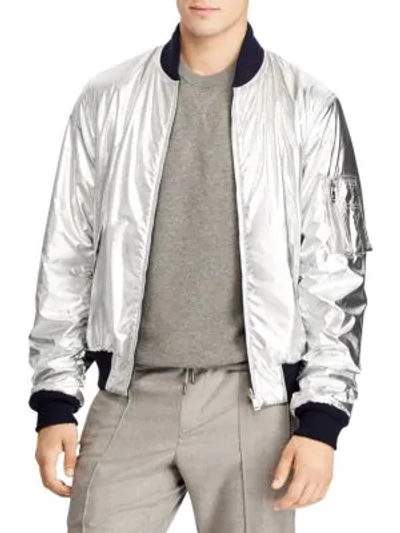 Ralph Lauren Metallic Bomber In Silver