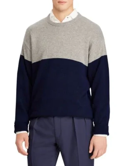 Ralph Lauren Cashmere Jersey Sweater In Navy Grey