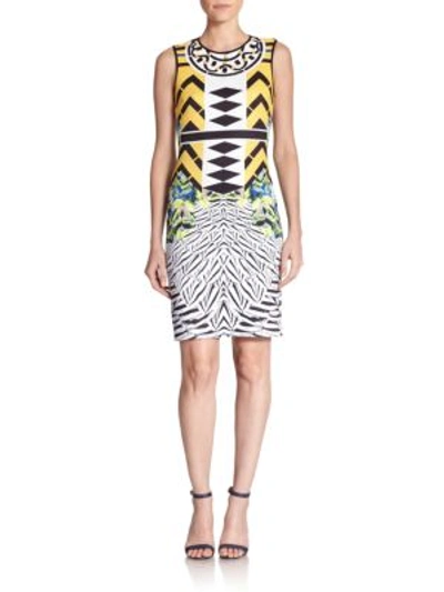 Clover Canyon Printed Neoprene Body-con Dress In Yellow