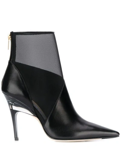 Jimmy Choo Sioux 100 Leather Mesh Ankle Boots In Black