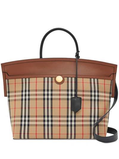 Burberry Society Vintage Check Top Handle Bag In Neutrals ModeSens