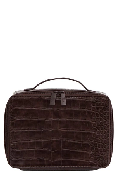 Beis The Cosmetic Case In Espresso Croc