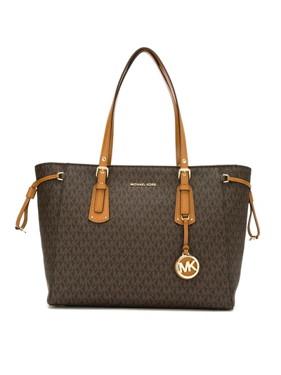 Michael Michael Kors Monogram Print Tote In Brown