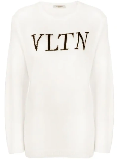 Valentino Vltn Knitted Sweater In White