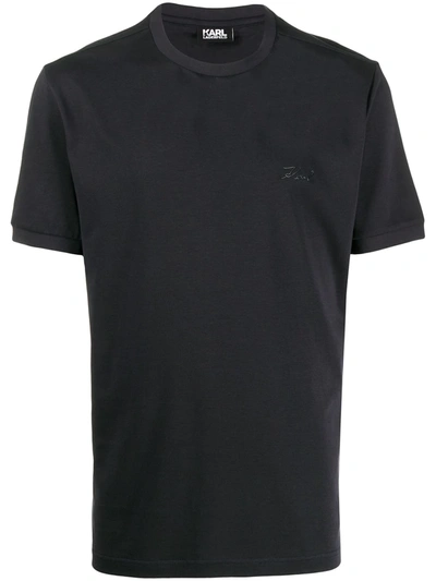 Karl Lagerfeld Logo Print Crew Neck T-shirt In Blue