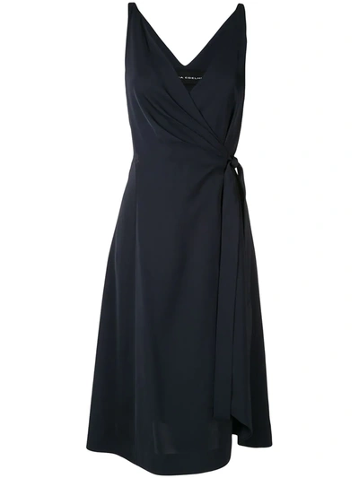 Gloria Coelho Flared Wrap Dress In Blue