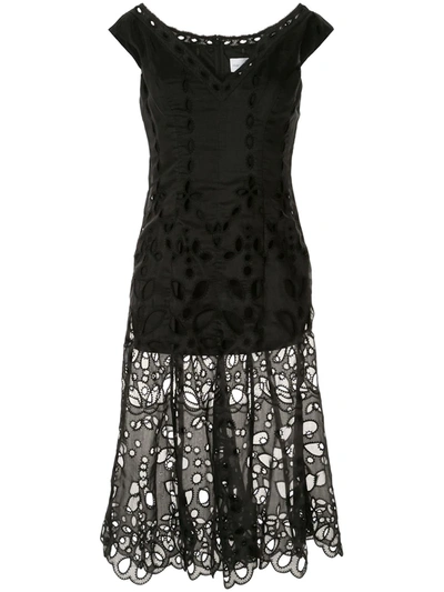 Alice Mccall Baudelaire Broderie Anglais Midi Dress In Black
