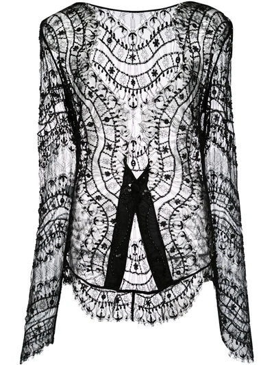 Kiki De Montparnasse Beaded Lace Jacket In Black