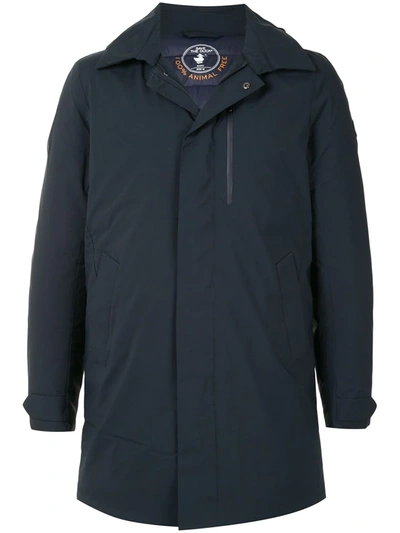 Save The Duck Synthetic Down Hooded Rain Parka In Dark Blue