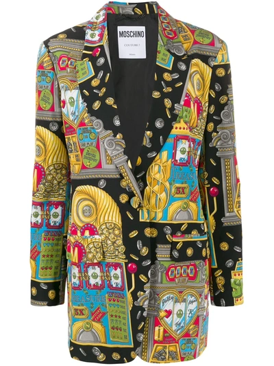 Moschino Casino Print Blazer Jacket In Multicoloured