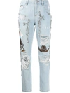 Philipp Plein Boyfriend Cowboy Patch-embellished Jeans In Blue