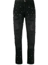 Philipp Plein Boyfriend Stars Embellished Jeans In Black