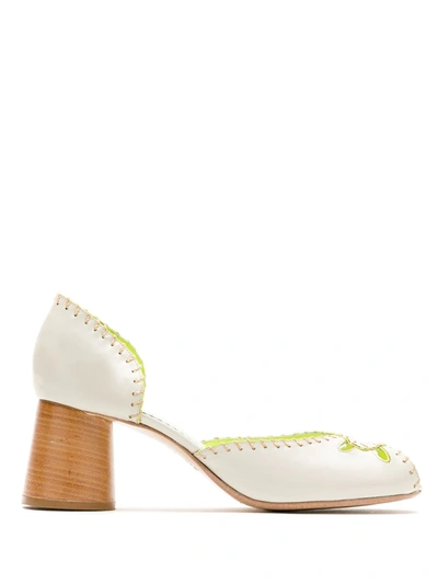 Sarah Chofakian Kada Leather Pumps In White