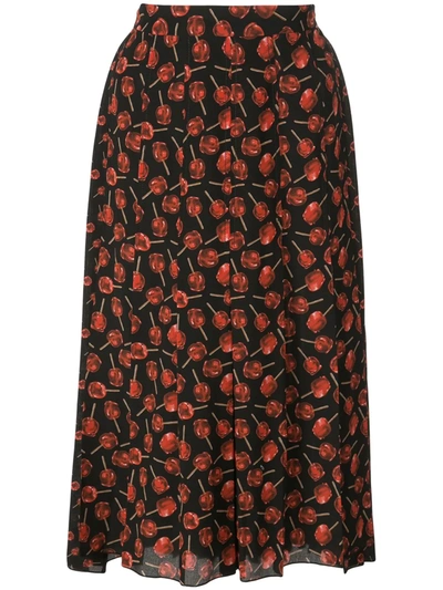 N°21 Candy Apple Print Pleated Skirt In Black