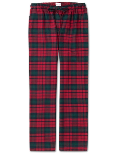 Derek Rose Men's Lounge Trousers Kelburn 9 Brushed Cotton Check Red