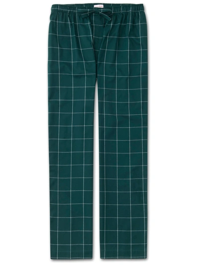 Derek Rose Men's Lounge Trousers Ranga 39 Brushed Cotton Check Green