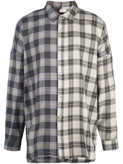 Mostly Heard Rarely Seen Plaid Colour Block Shirt In Grey
