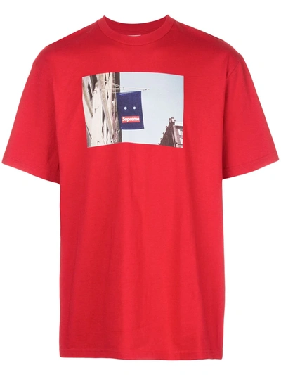 Supreme Banner Print T-shirt In Red