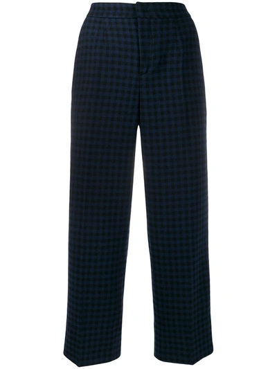 Woolrich Check Print Trousers In Blue