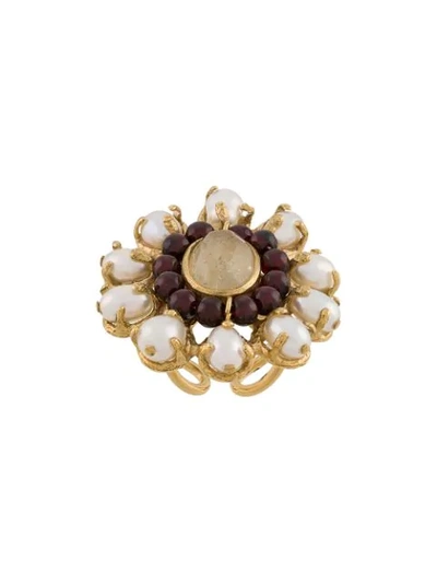 Goossens Perle Baroque Floral Ring In White