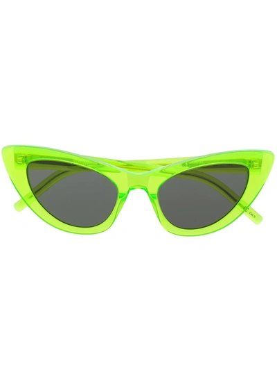 Saint Laurent Cat-eye Frame Sunglasses In Green