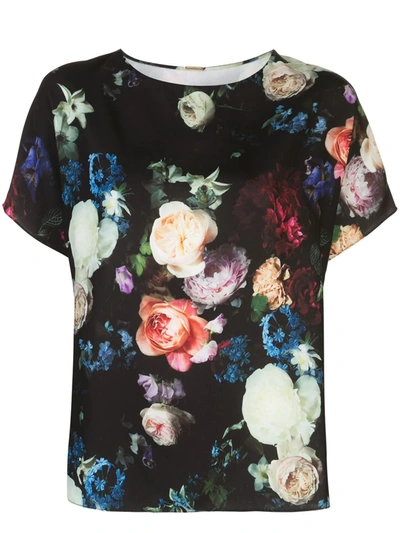 Adam Lippes Floral Print Blouse In Black