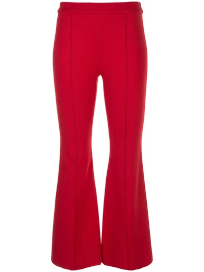 Rosetta Getty Pintuck Cropped Flared Trousers In Red