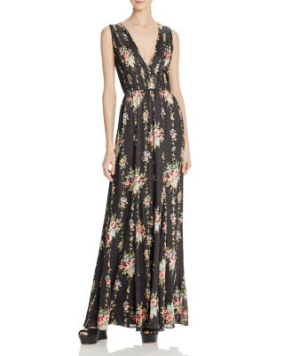 ava lace trim maxi dress