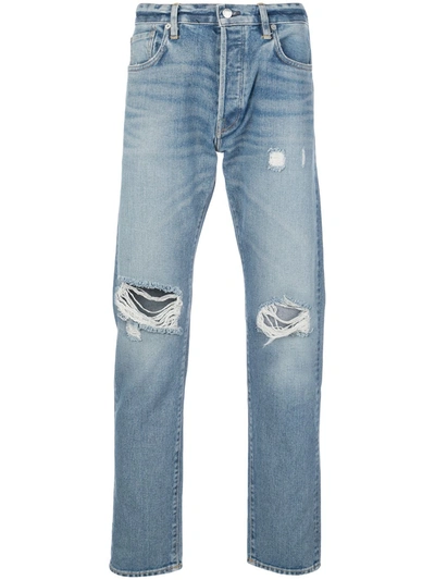 Simon Miller Ripped Mid-rise Tapered Jeans In Blue