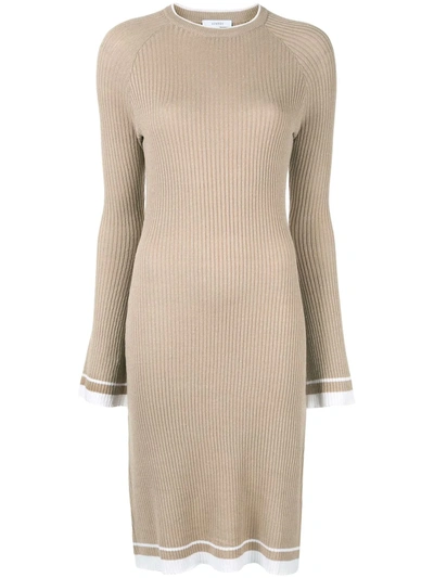 Venroy Knitted Dress In Brown