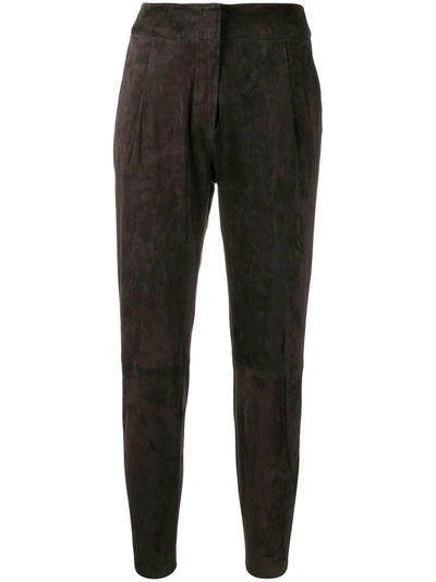 Arma Cropped Tapered Trousers In Brown