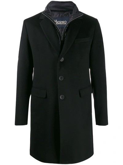 Herno Single Breasted Coat In Black