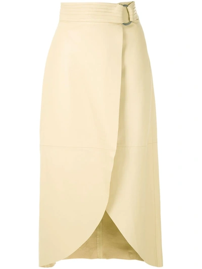 Framed Deli Leather Midi Skirt In Neutrals