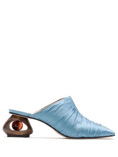 Framed Oppenheim Geometric Heel Mules In Blue