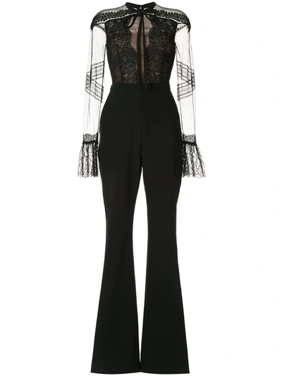 Ingie Paris Lace-detail Flared Jumpsuit In Black