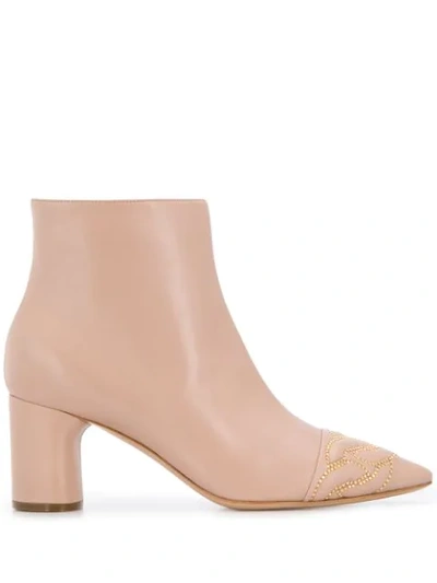 Casadei Stud-embellished Ankle Boots In Pink