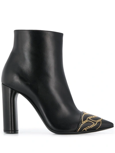 Casadei Stud-embellished Ankle Boots In Black