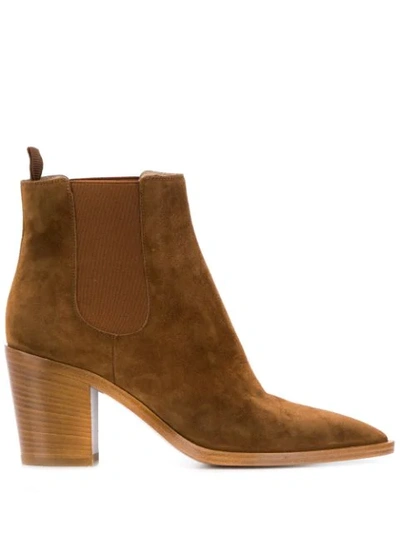 Gianvito Rossi Chelsea Suede Boots In Brown