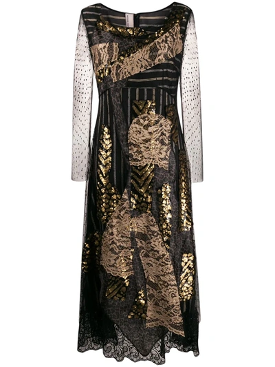 Antonio Marras Lace Panel Midi Dress In Black