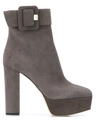 Sergio Rossi 120mm Platform Buckled Boots In Grey