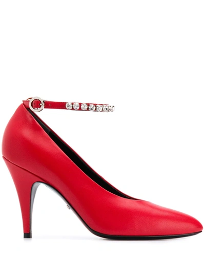 Gucci Crystal-embellished Pumps In Red
