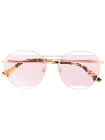 Mcq By Alexander Mcqueen Cut-out Lens Aviator Frame Sunglasses In Gold