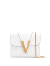 Versace Virtus Smooth Leather Wallet Chain Bag In White
