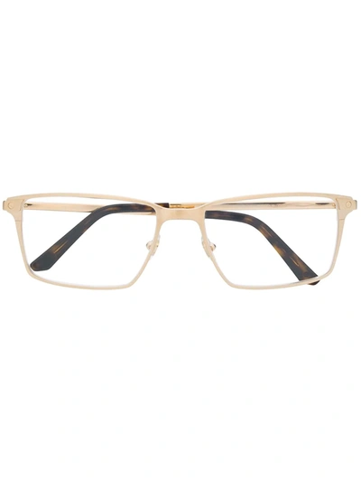 Cartier Santos Rectangular Frame Glasses In Gold