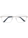Cartier Santos Rectangular Frame Glasses In Silver