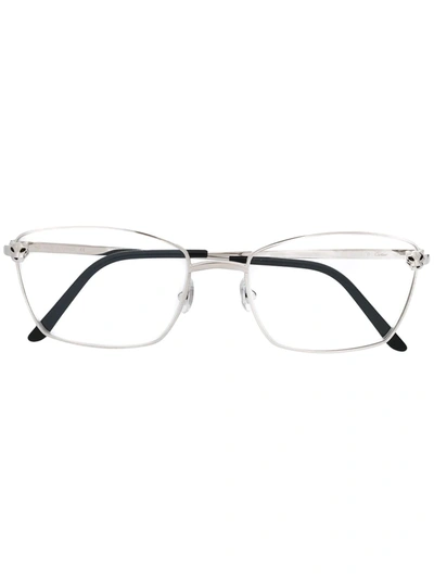 Cartier Panthère Rectangular Frame Glasses In Silver